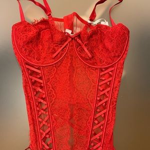 Victoria’s Secret Very Sexy wicked unlined lace-up corset in Red